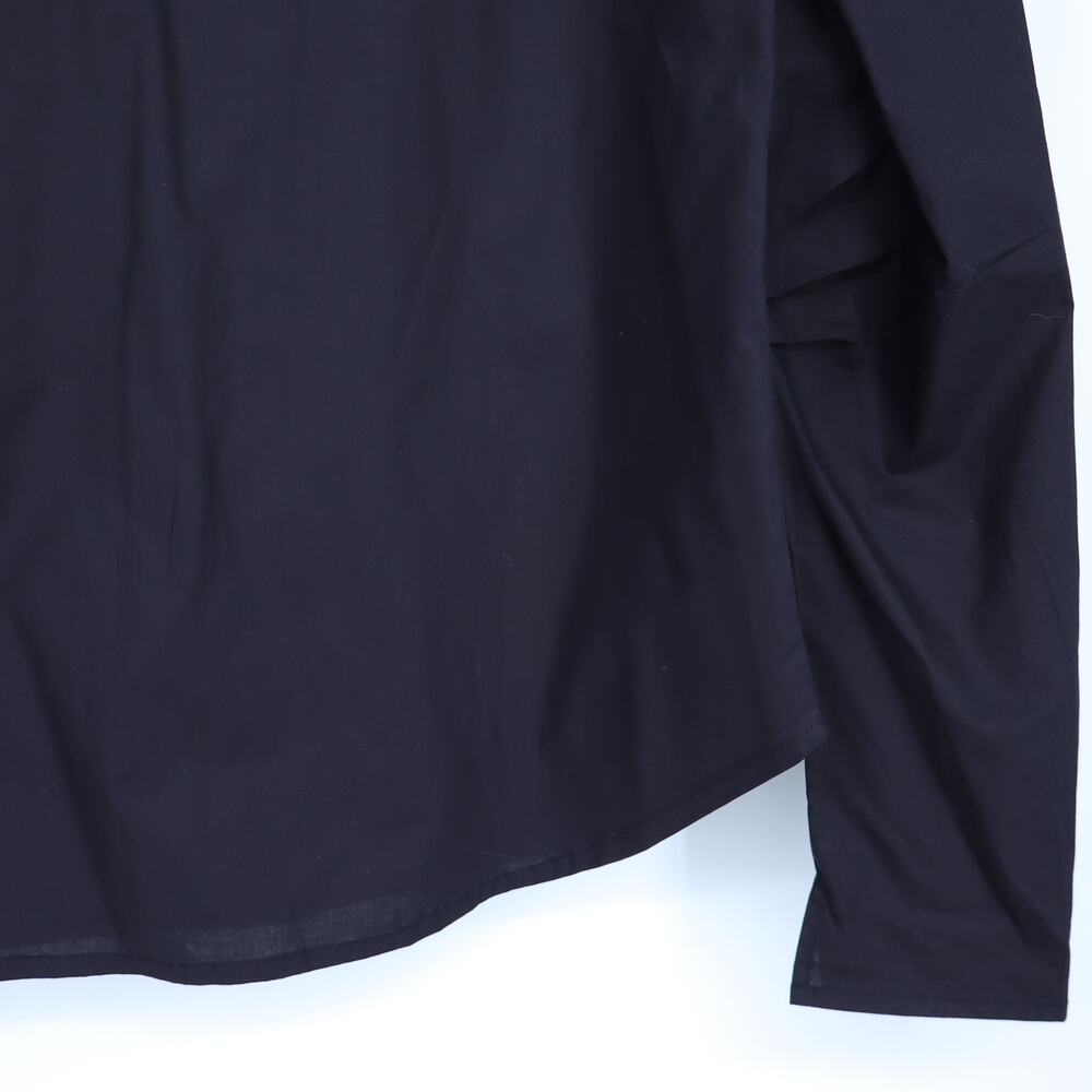 Mille Jolie Top Black Cotton Poplin Blouse Ruffled Bib Button Front Women's XS - Picture 8 of 10